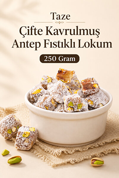 ÜLKÜ KURUYEMİŞ (250 GR) Taze Çifte Kavrulmuş Antep Fıstıklı Lokum Tatlı Atışt...