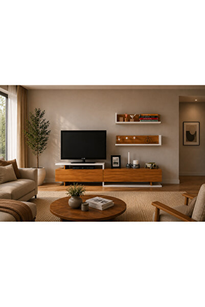 Decorotika AYAZ TV ÜNİTESİ TEAK BEYAZ