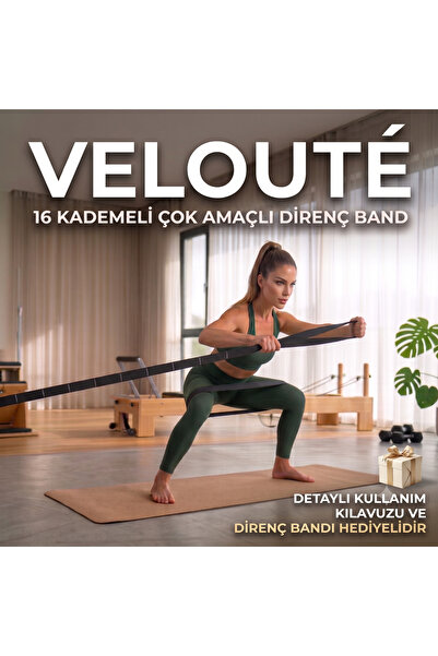 Velouté 16 Kademeli Direnç Bandı – Fitness Zayıflama Egzersiz Lastiği Pilates...