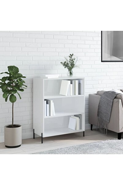 Concept Dulap cu rafturi alb extralucios 69,5x32,5x90 cm lemn compozit