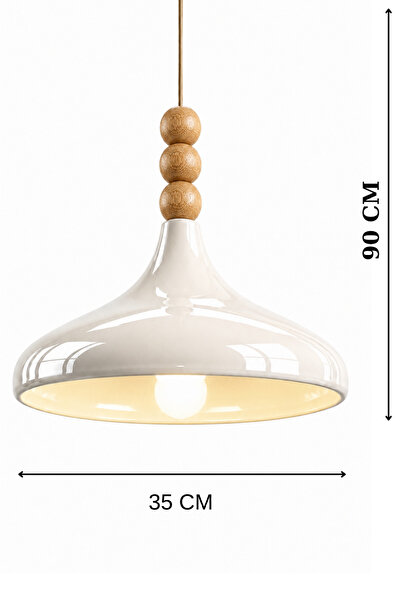 Luna Lighting Verona Büyük Boy 35 CM Krem Renk Rustik Tekli Avize Sarkıt Salon Mutfak Oturma Odası Avize