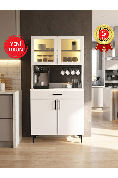 dorpek Prien Kapaklı & Çekmeceli Kahve Köşesi, LED’li Mutfak Dolabı & Çok Ama...