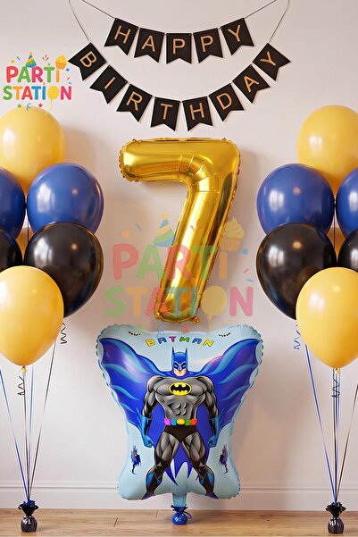 Parti Station Batman 7 Year Old Balloon Set Batman Concept Birthday Balloon Set