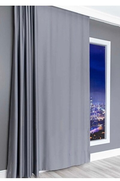 Blackout Grey Sunshine Proof Curtain-background Curtain Single Wing (STRAIGHT PLANTING without pleat)