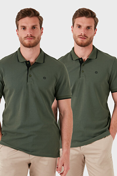 Buratti Βαμβακερό T-shirt με κουμπιά και γιακά πόλο, κανονική εφαρμογή, 2 τεμ...