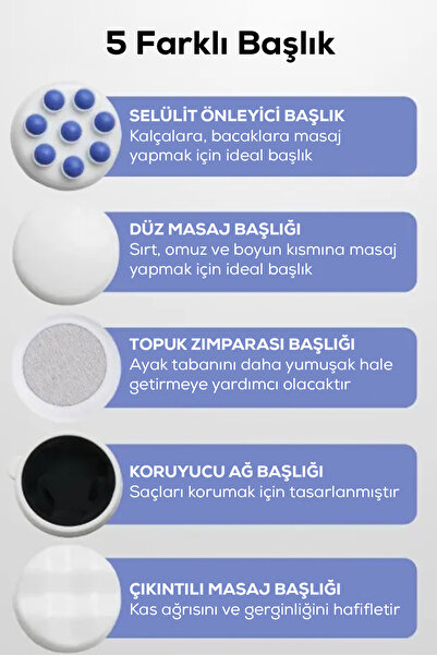 DEMPOWER 5 Başlıklı Selülit Giderici Ve Tüm Vücut Masajı Aleti