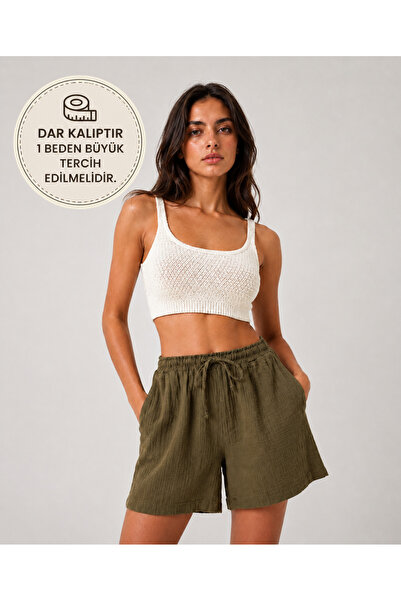 OZD Active Müslin Cepli Kadın Şort (%100 Pamuk)
