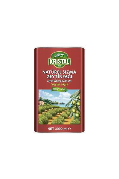 Kristal Natürel Sızma Zeytinyağı Dolgun Güçlü 3 L Teneke