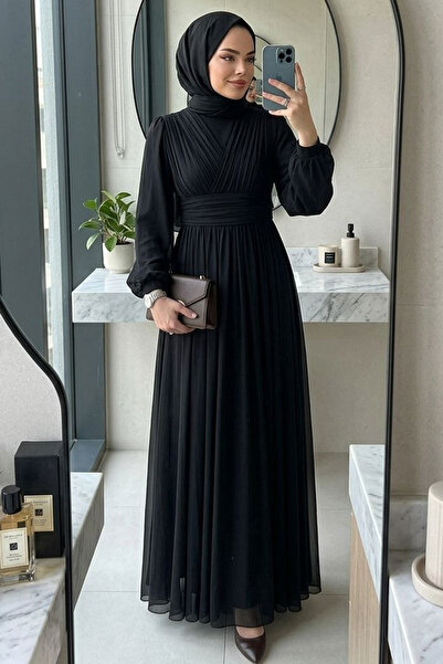 Neva Style منسدل فستان سهرة حجاب أسود 46321S