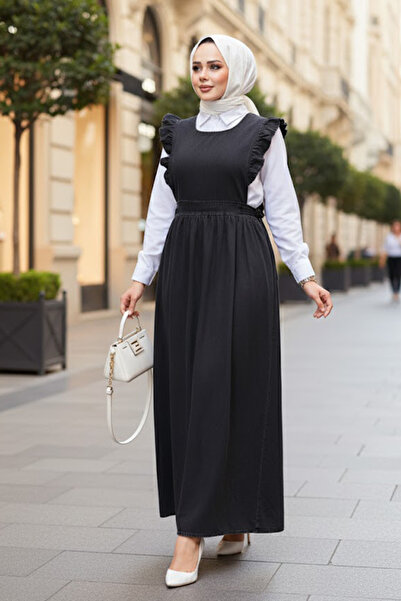 N.S NEVA STYLE Jile Anthracite Hijab Denim Dress 19113Ant