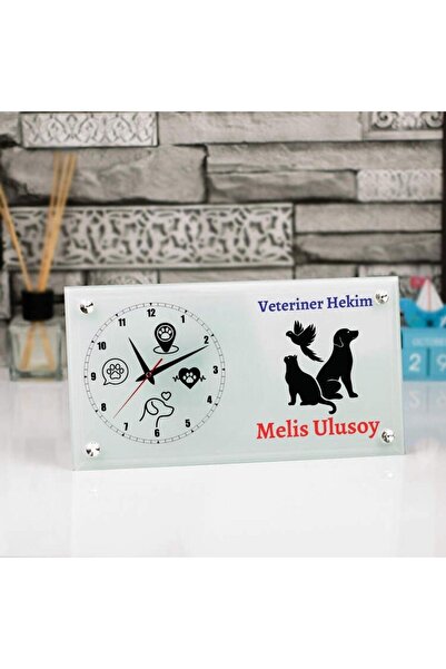 gifttime Veterinerlere Özel Masa Üstü Cam Saat 290344