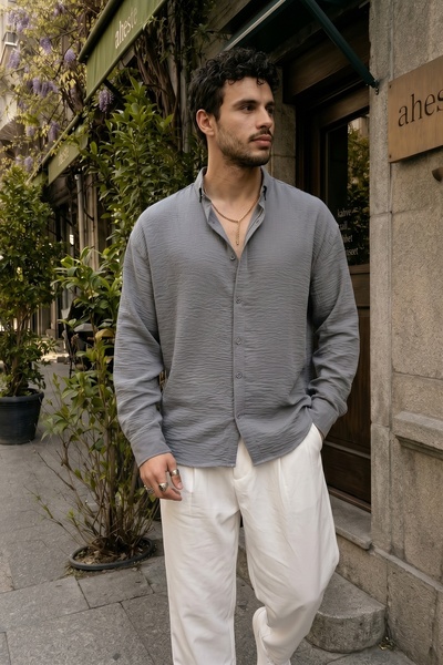 Livio Ferri Napas Men's Oversize Linen Look Shirt
