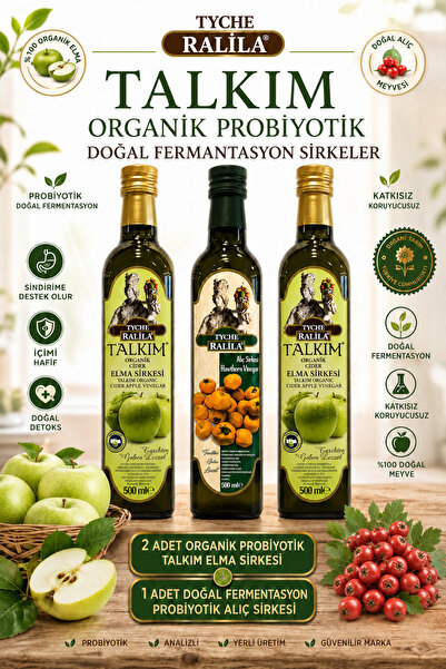 Monarda Organik Talkım Elma Sirkesi 500Ml 2 Adet + Alıç Sirkesi 500Ml 1 Adet ...