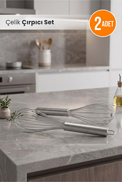Orvila 2'li Çelik Lüx Çırpıcı Set 25 Cm