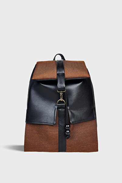 Ayşe Teyze'nin Çantaları Women's Black Brown Large Backpack with Pockets