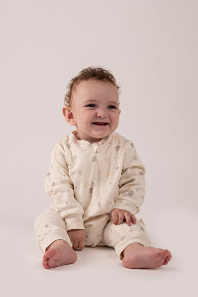 VAUVA Kız Erkek Bebek Tulumu Uzun Kollu Fermuarlı Pijama Tulum Baskılı Uyku T...