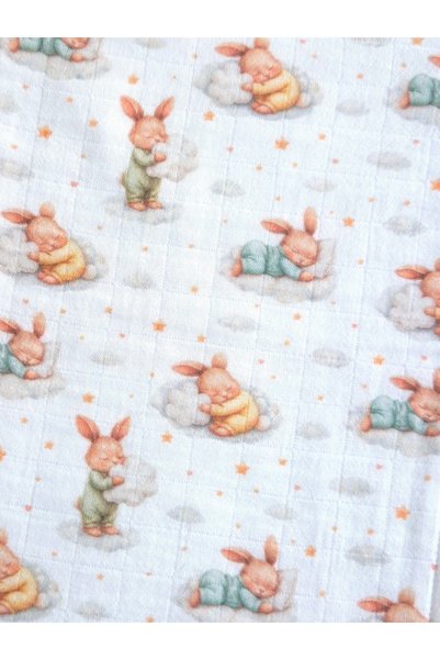 jr.bunnies 100% Cotton Muslin 3-Piece Sweat Cloth 50X50 cm – Sleepy Rabbit Patterned |   Junior Bunnies