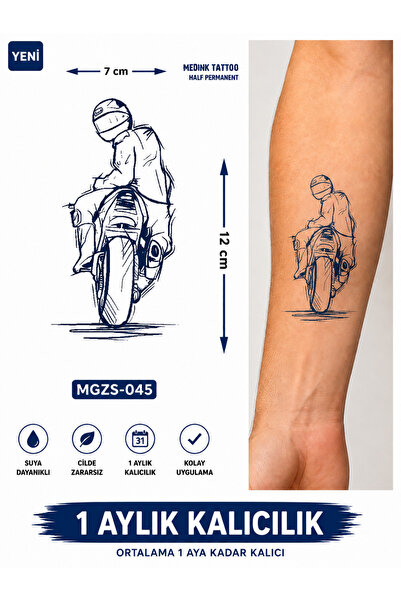 medink tattoo 1 Ay Kalıcı 24 Saat Sonra Kararan Motorsiklet Geçici Dövme Tattoo
