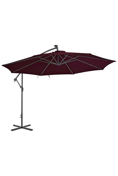 Concept Umbrelă în consolă cu lumini LED, roșu bordo, 350 cm