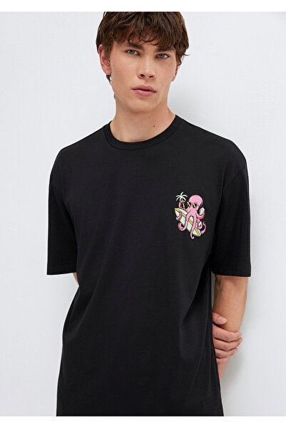 Mavi Octopus Printed Black T-Shirt Relaxed Fit / Comfortable Cut 0613385-900