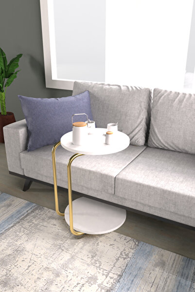 VİLİNZE Emr Çok Amaçlı Tekerlekli Gold Ayak C Sehpa