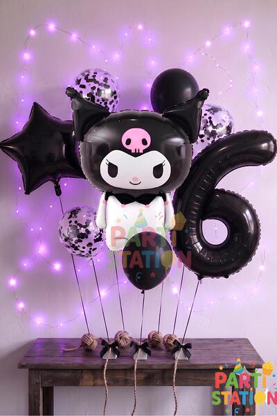 Parti Station Sanrio Black Kuromi 6 Yaş Balon Set Anime Kawaii Kuromi Konsept...