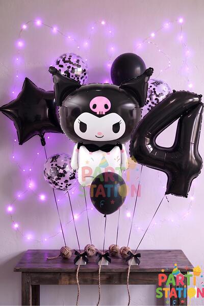 Parti Station Sanrio Black Kuromi 4 Yaş Balon Set Anime Kawaii Kuromi Konsept...