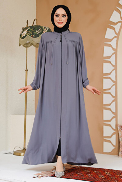 Neva Style Zippered Gray Hijab Ferace 45290Gr