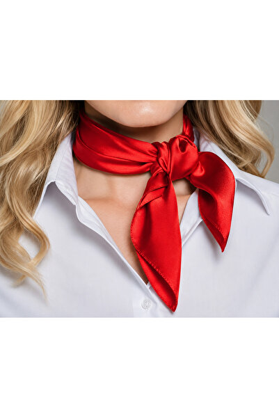 MODA Red Satin Scarf Bandana 45 X45 cm