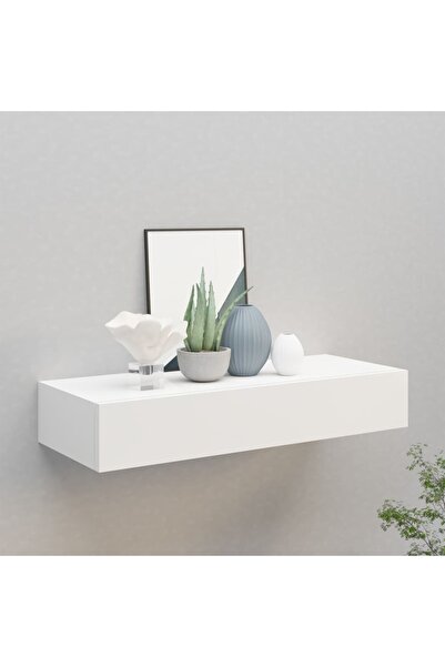 Concept Raft de perete cu sertar, alb, 60x23,5x10 cm, MDF