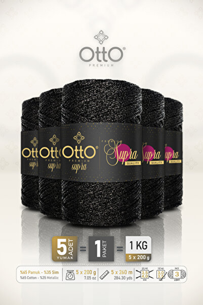 Otto Premium Simli Supra - Negru - Sclipici Negru - Pachet de 5 - 3mm/200gr/2...