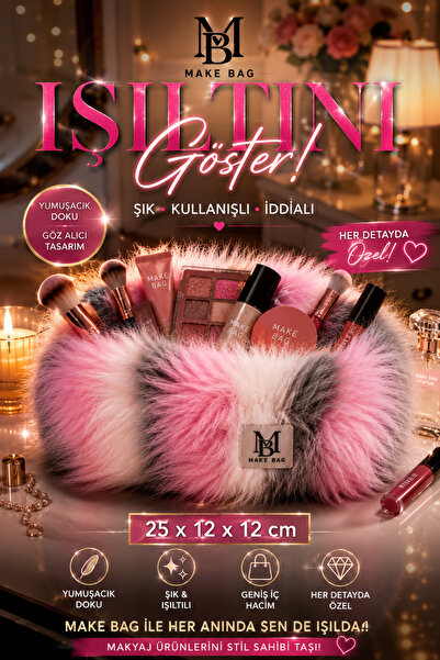 MAKE BAG PEMBE TİLKİ MAKYAJ ÇANTASI