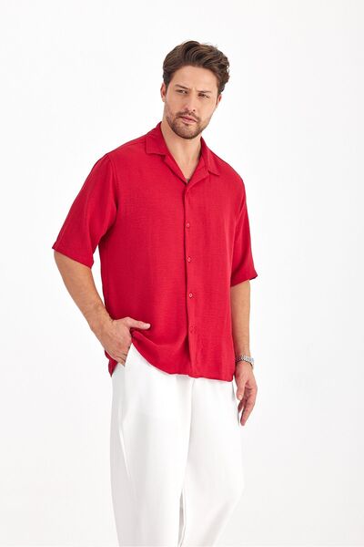 Gray Clothing Erkek Yazlık Gömlek Dokulu Bol Kalıp Kısa Kollu Yazlık Oversize...