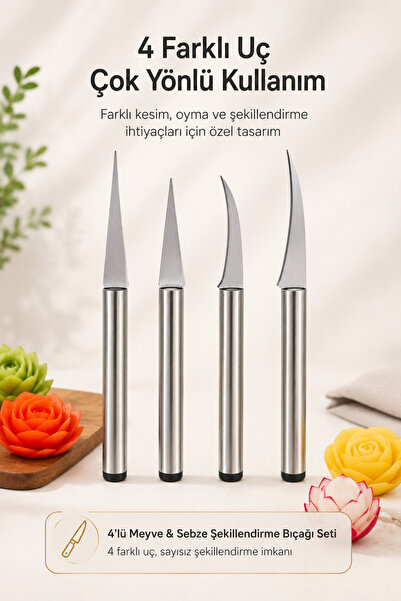 Svava BIÇAK Profesyonel Paslanmaz Çelik Meyve Sebze Oyma Şekillendirme Dekor Seti