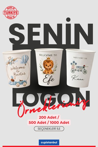 cupistanbul 7 oz (200 ml) Custom Printed Paper Cup - Special Production with Your Logo - Cup Istanbul