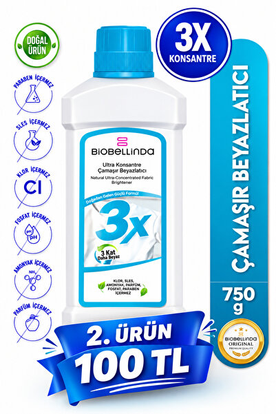 BioBellinda 3x Ultra Konsantre Çamaşır Ve Tül Beyazlatıcı Deterjan 750 gr