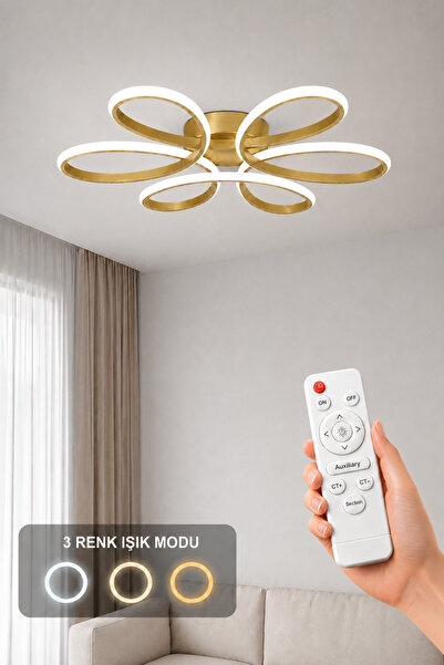 AvizeGO Niva LED Plafonyer Avize 3 Renk Kumandalı