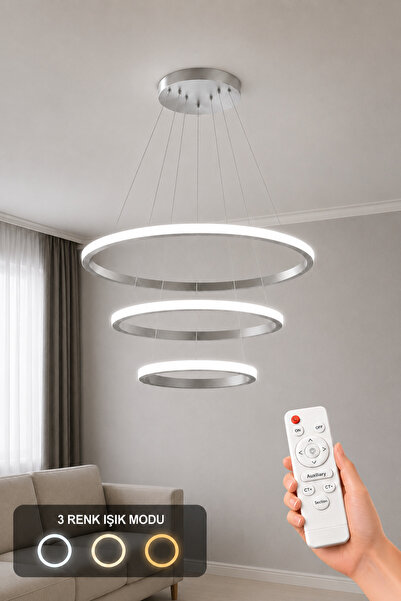 AvizeGO Rizon 3’lü LED Sarkıt Avize 3 Renk Kumandalı