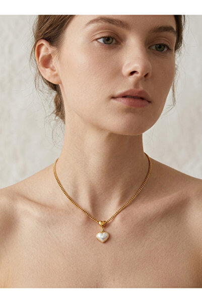 Regina Gems Pearl Heart Gold Kolye
