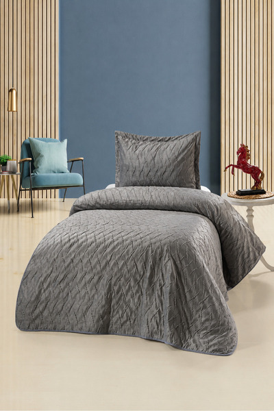Bella Home Zara Single Velvet Bedspread |   180X240 cm |   Soft Textured |   ...