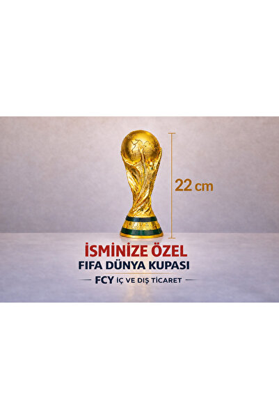 Genel Markalar Kişiye Özel İsim Baskılı 22 Cm Boy Fifa Dünya Kupası Gold Kapl...