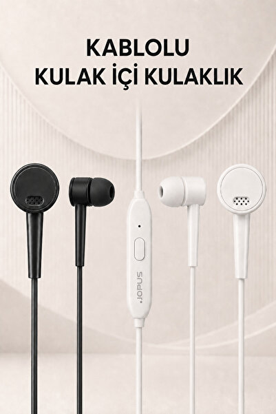 Jopus Yüksek Sesli Stereo Kulak İçi Kulaklık Mikrofonlu Beyaz 3.5mm Aux Jack ...
