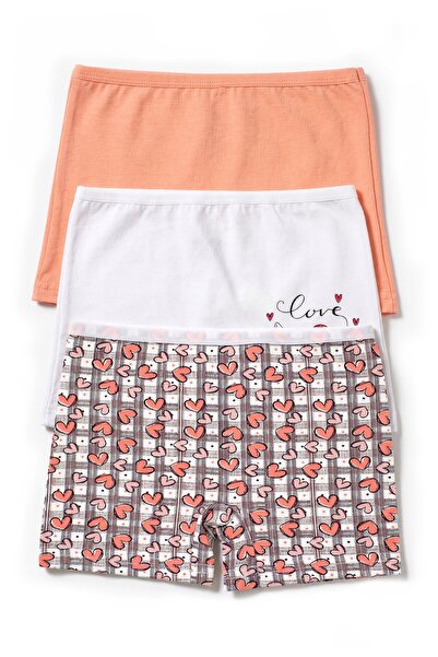 Öts Boxer pentru fete, colorat, din 3 piese, cu imprimeu Love, din material e...
