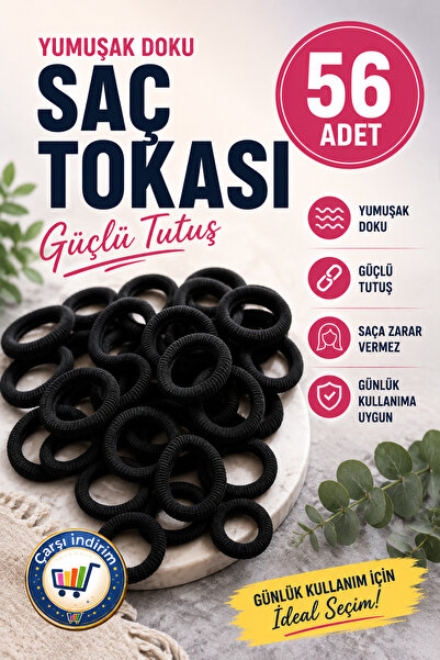 nistabolje 56 kusů Černá dámská dětská gumička do vlasů střední velikosti pru...
