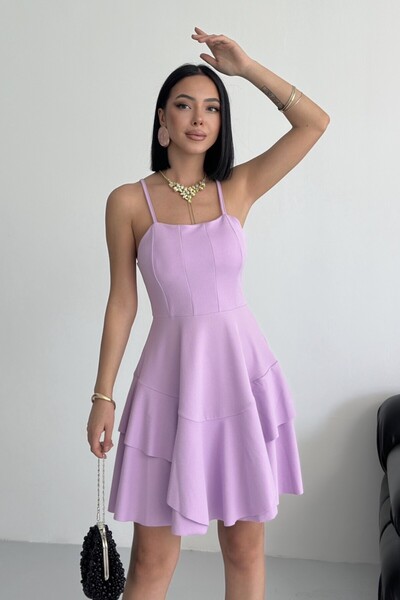 ALFUDO Moda Collection Prenses Model Askılı Lila Elbise