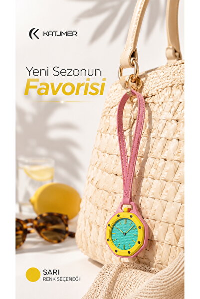 KATJMER Boyol Pop Çanta Charm Saat Askılı Analog Saat Sekizgen Tasarım Unisex...