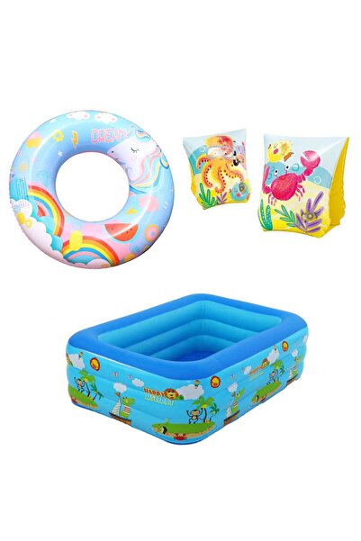 OEM Set Piscina Gonflabila pentru Copii Happy Holiday, Dreptunghiulara,110*80...