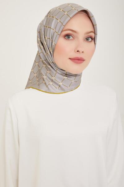 Belli Eșarfă din mătase twill - 4006-50 Gri Galben