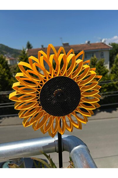 Yakamoz 3d Ayçiçeği Görünümlü Rüzgar Gülü Koyu Sarı