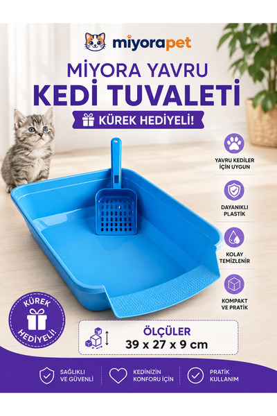 miyora Miyorapet Yavru Kedi Açık Kedi Tuvaleti 39x27x9 cm - Kürek Hediyeli